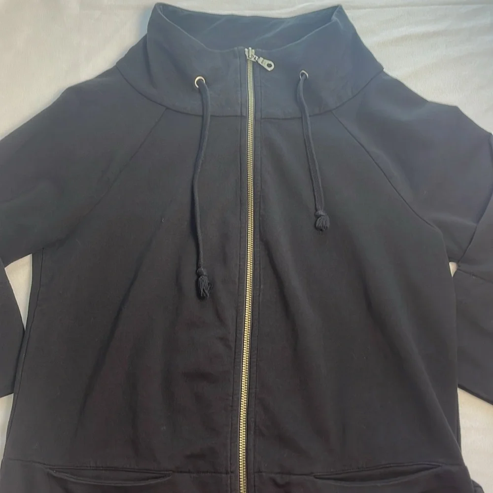 Ann Taylor Black Full Zip Lightweight Jacket 3/4 Length Sleeves Pockets‎ Size M